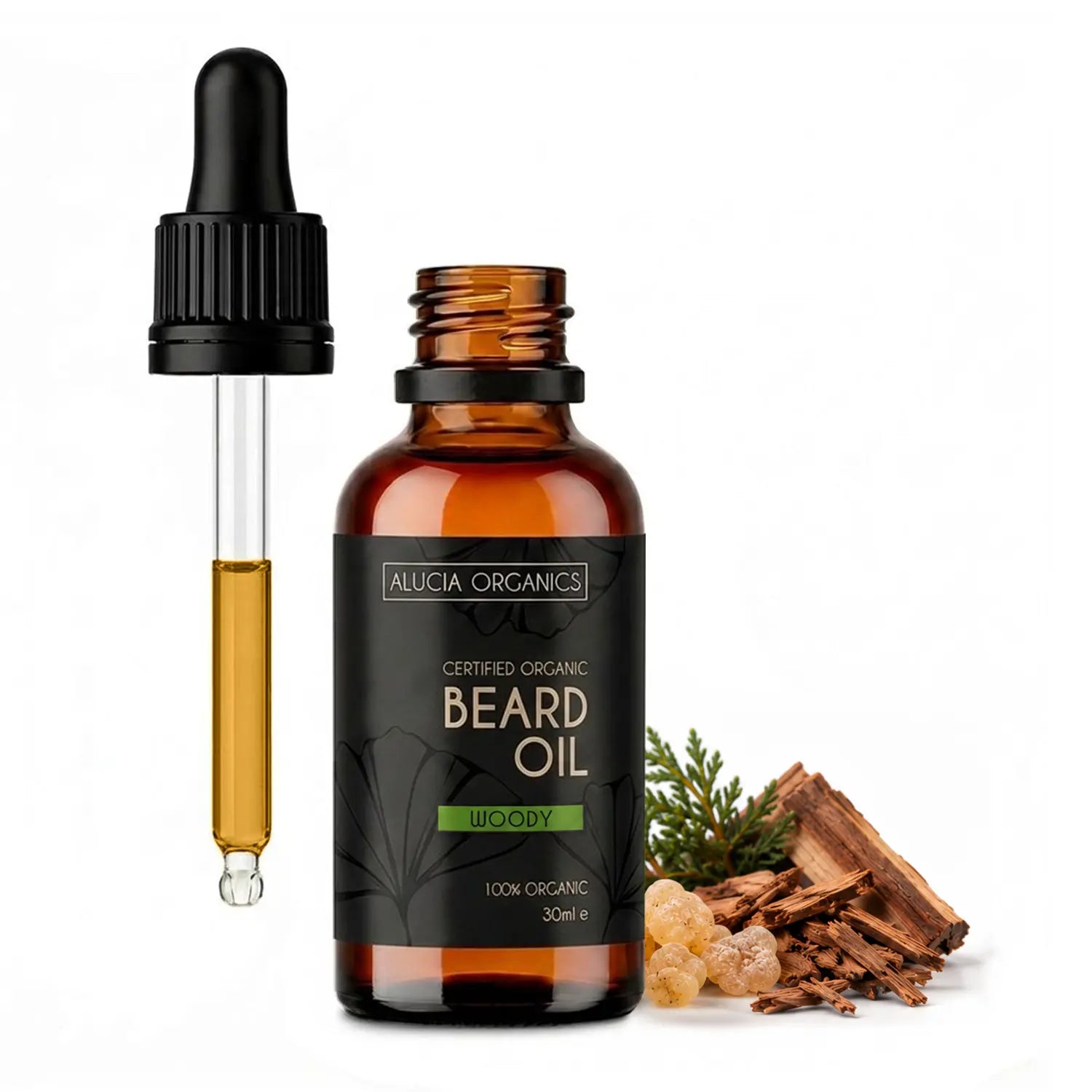 Alucia Organics Certified Organic Beard Oil Woody 30ml Alucia Organics